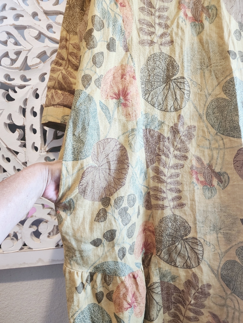 GMB DRESS FLORAL PRINT EARTHLY TONES SIDE PACKAGES BACK ZIPPER Size Large - Picture 5 of 13